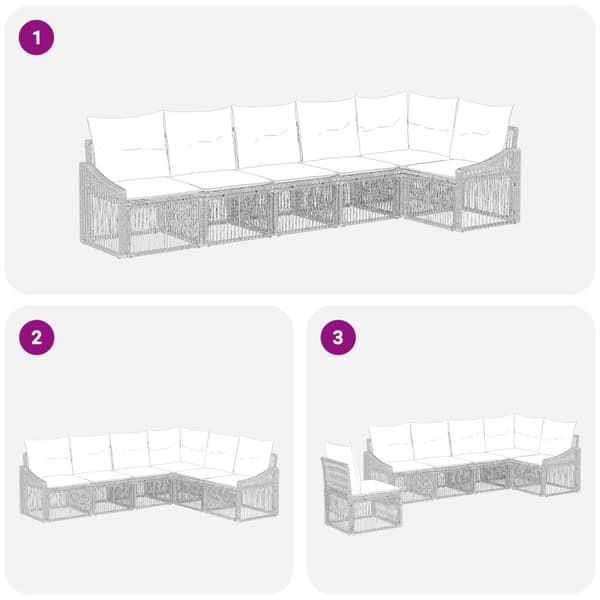 Trädgårdsoffset 6 pcs Svart konstrotting