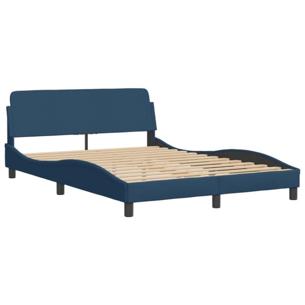 Bed Frame with Headboard "Dover" Blue 140x190 cm Fabric