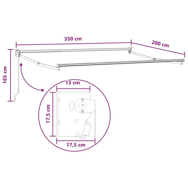 Utdragbar markis Ljusgrå och vit. 3,5 x 2 m