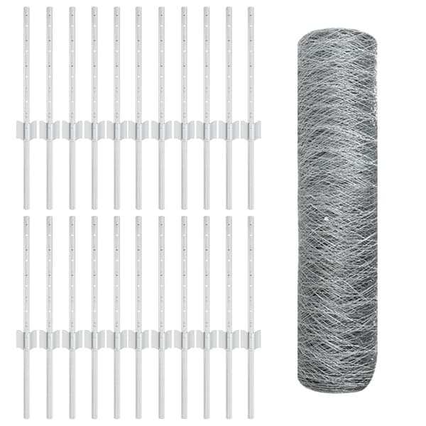 Stängsel med stolpe Silver 0,4 x 50 m Stål