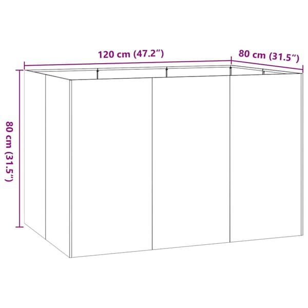 Planteringskärl antracit 120x80x80 cm stål
