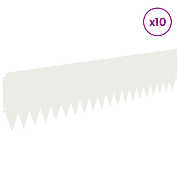 Kant för gräsmatta 10 pcs 103 x 25 cm Stål Vit