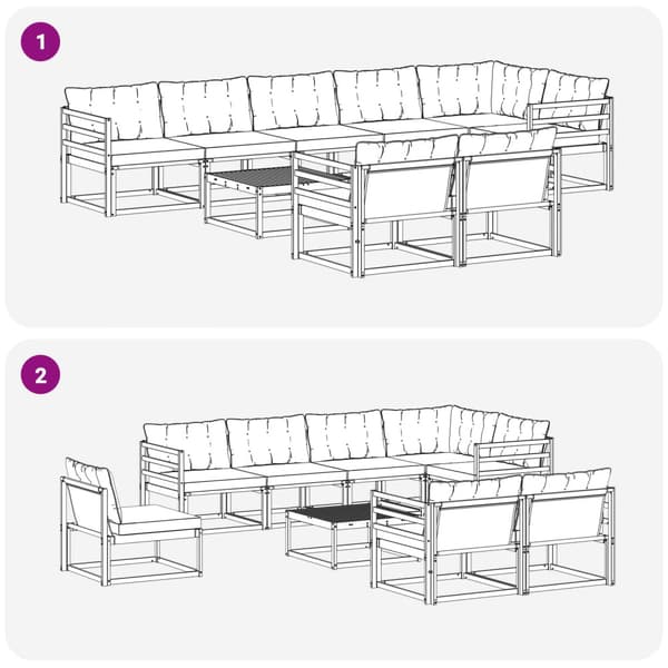 Utomhussoffset 9 pcs Vit och grädde 79 x 79 x 37 cm