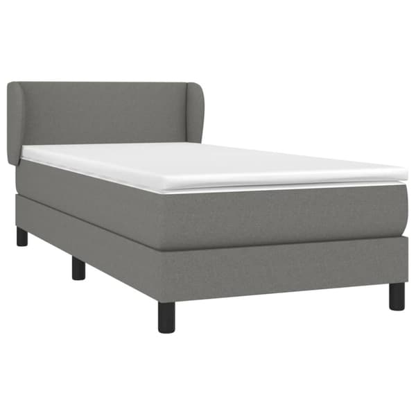 Ramsäng med madrass mörkgrå 90x200 cm tyg