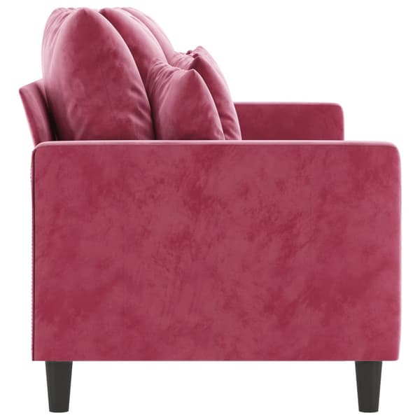 3-sitssoffa vinröd 180 cm sammet