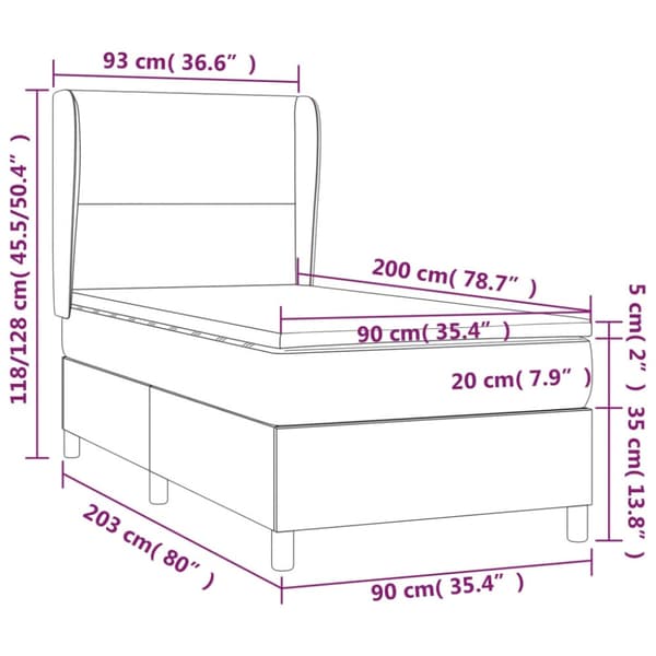 Ramsäng med madrass mörkblå 90x200 cm sammet