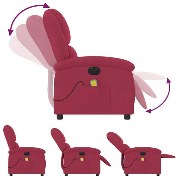 Elektrisk massagefåtölj vinröd sammet