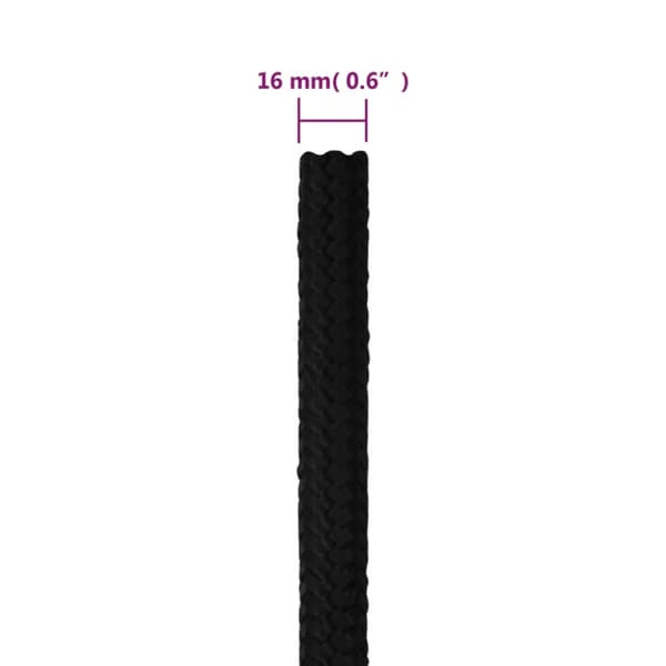 Rep svart 16 mm 25 m polyester