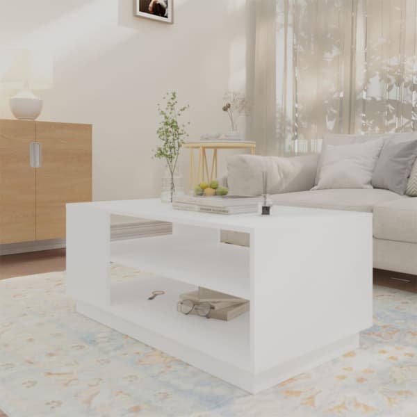Soffbord vit 102x55x43 cm konstruerat trä