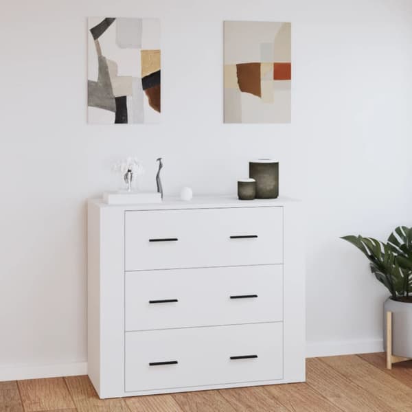 Skänk vit 80x33x70 cm konstruerat trä