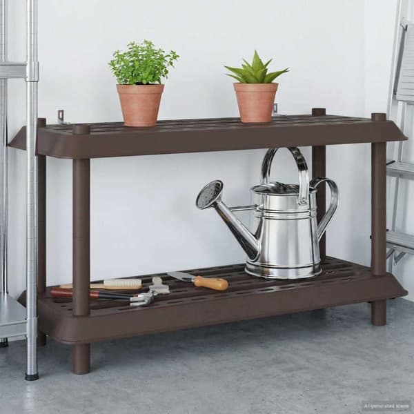 Hyllsystem 2 nivåer 100 x 40 x 55,5 cm PP Brun