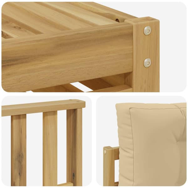 Utomhussoffset med kudde 6 pcs Vit och Beige Polyester