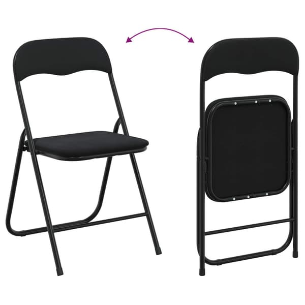 Fällstol 2 pcs Svart 48 x 44 x 78 cm Sammet