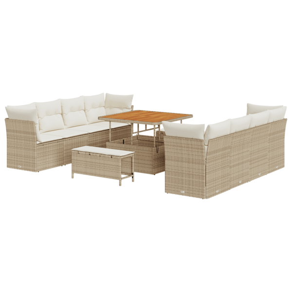 Trädgårdsoffset 11 pcs Beige konstrotting