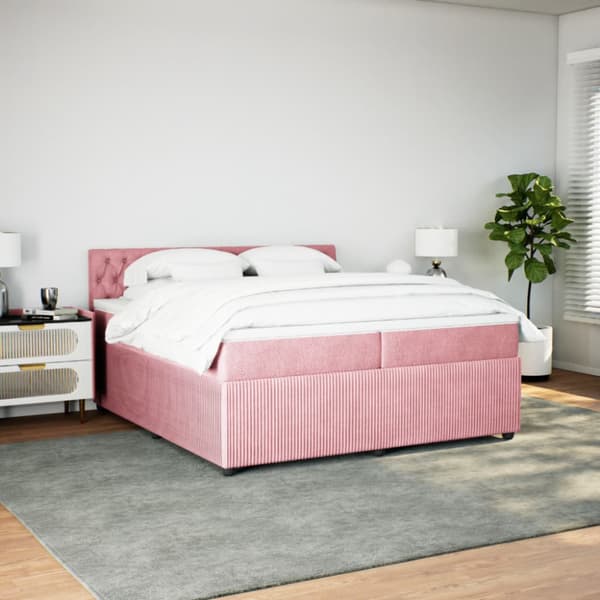 Ramsäng med madrass rosa 200x200 cm sammet