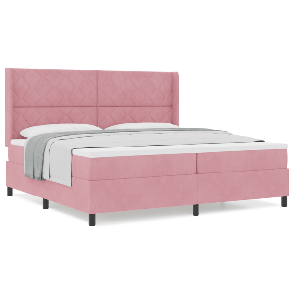 Bäddfjäder med huvudgavel Rosa 200 x 200 cm Sammet
