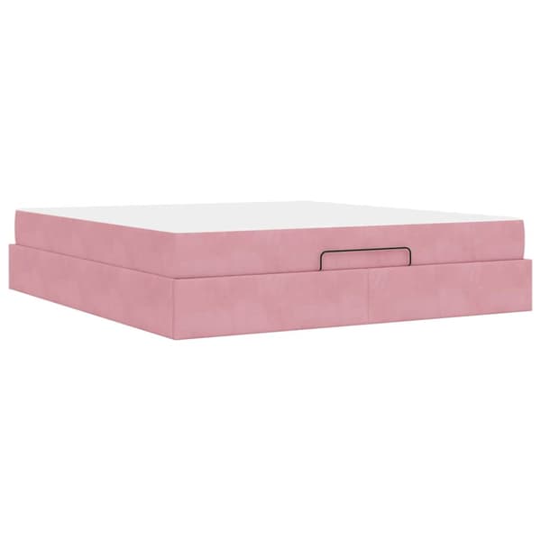 Sängram med madrass 2 pcs Rosa Sammet