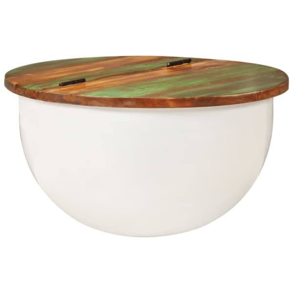 Soffbord vit 50x27 cm massivt återvunnet trä