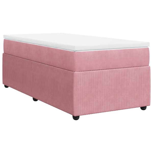 Ramsäng med madrass rosa 90x190 cm sammet
