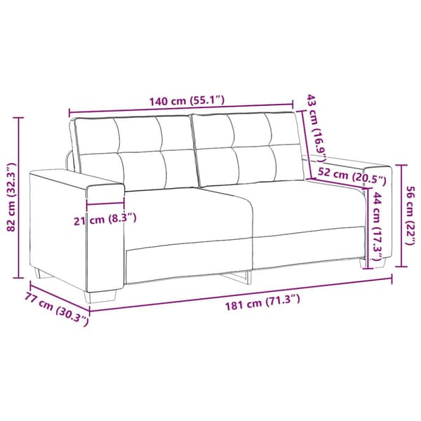 Loveseat soffa mörkgrå 180x77x82 cm tyg