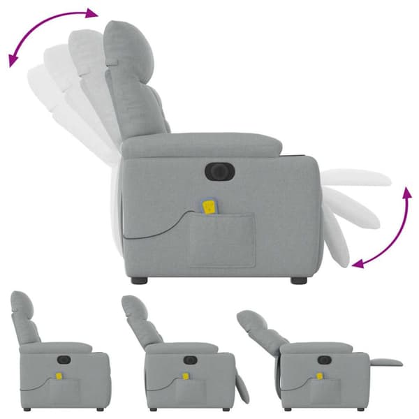 Elektrisk massagefåtölj ljusgrå tyg