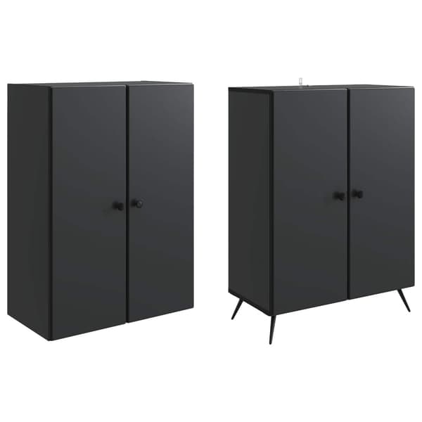 Skåpset 2 pcs Svart Konstruerat trä