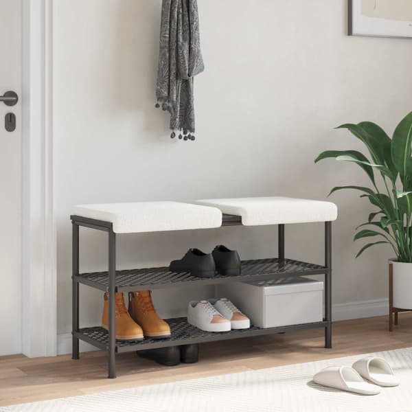 Bänk kudde 2 st Sherpa tyg Gräddvit Djup 35 cm