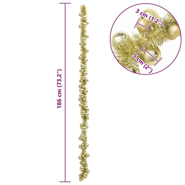Julkulagirland Guld 186 cm Polystyren