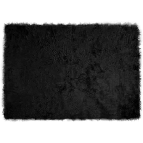 Fuskfäll matta TAFALLA Svart 140 x 200 cm Polyester