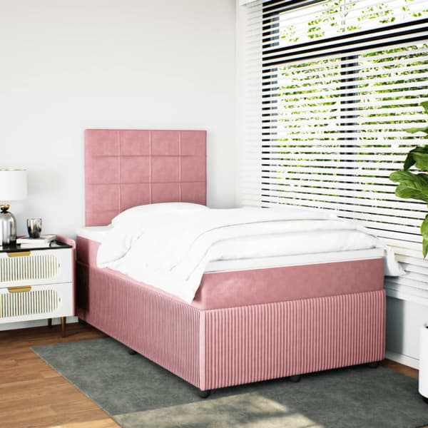 Ramsäng med madrass rosa 120x200 cm sammet