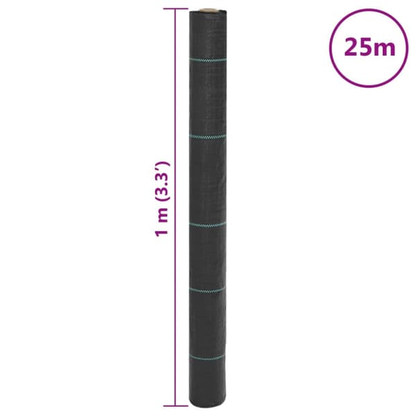 Ogräsmatta svart 1x25 m PP