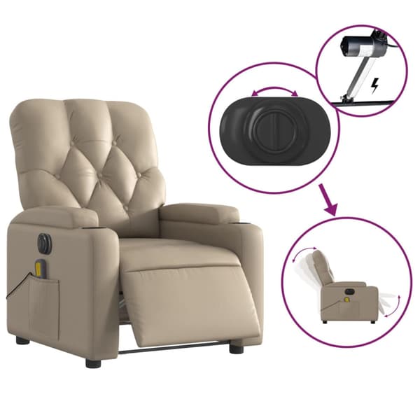 Elektrisk massagefåtölj cappuccino konstläder