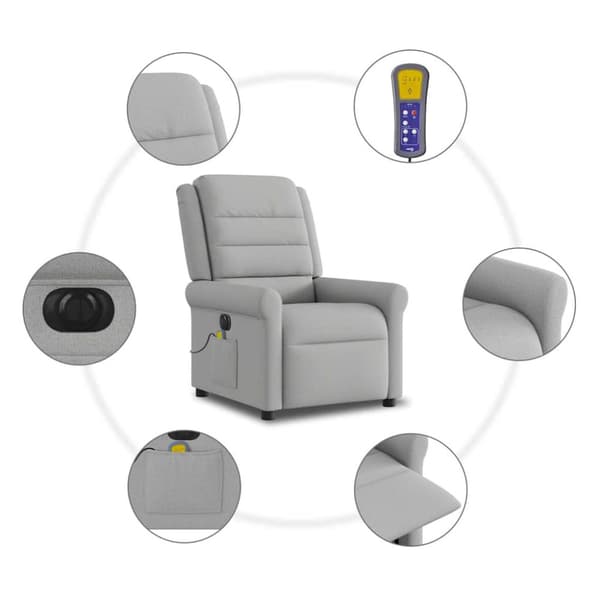 Elektrisk massagefåtölj molngrå tyg