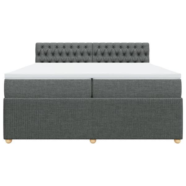Ramsäng med madrass mörkgrå 200x200 cm tyg