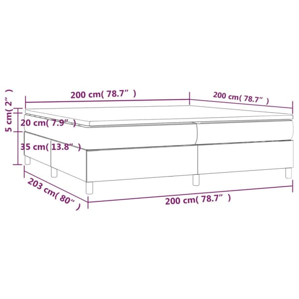 Ramsäng med madrass mörkgrå 200x200 cm sammet