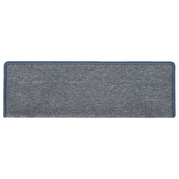 Trappmattor 15 st 65x21x4 cm ljusgrå och blå rektangulär kant