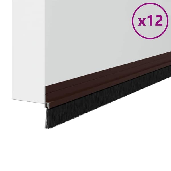 Självhäftande dörrborstlist 12 pcs Brun 100 cm