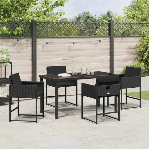 Trädgårdsmöbelset 5 pcs Svart konstrotting