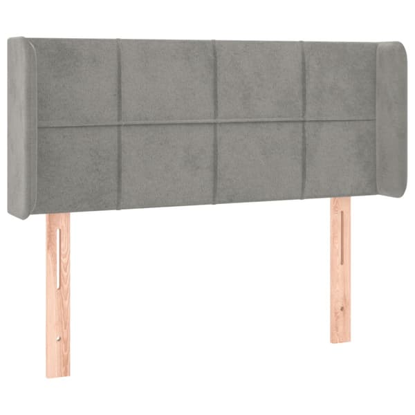 Sänggavel LED ljusgrå 103x16x78/88 cm sammet