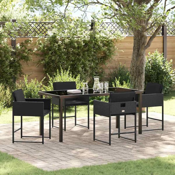 Trädgårdsmöbelset 5 pcs Svart konstrotting