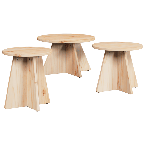 Kaffeebord 3 pcs Naturfärg