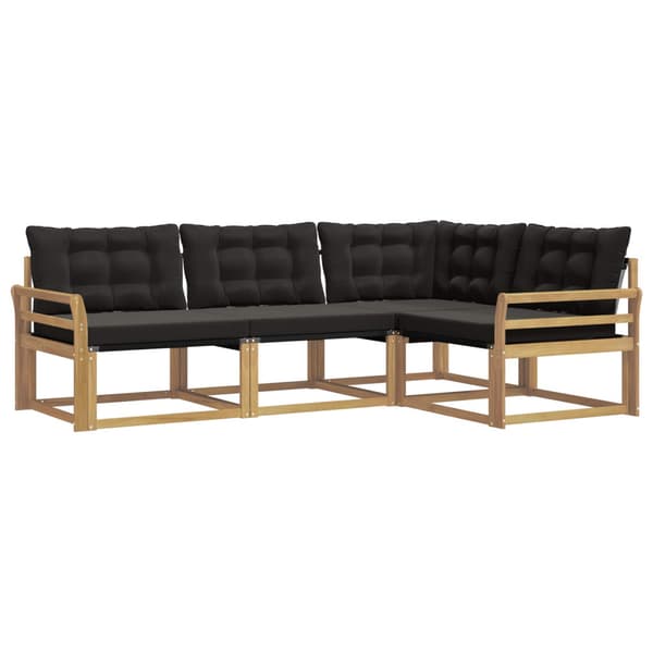 Utomhussoffset med kudde 4 pcs Vit och svart