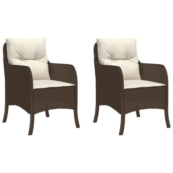 Trädgårdsstolar med dynor 2 st brun konstrotting