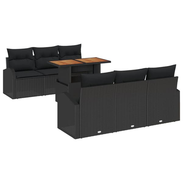 Trädgårdsoffset med lagring 7 pcs Svart Poly rattan