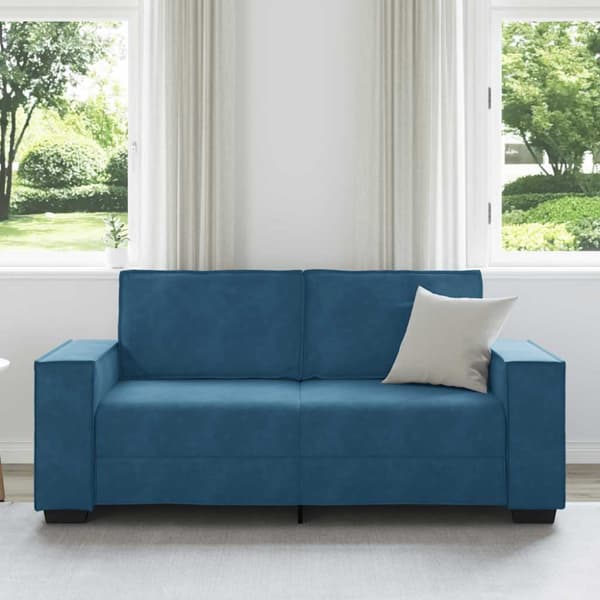 2-sitssoffa blå 180x78x84 cm sammet