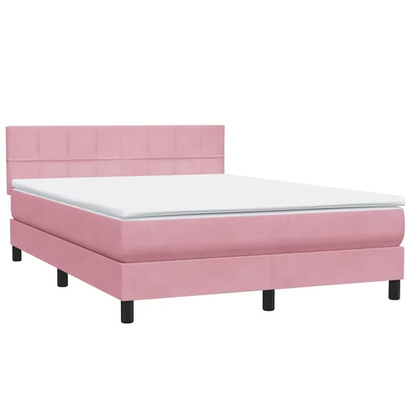 Ramsäng med madrass rosa 160x210 cm sammet