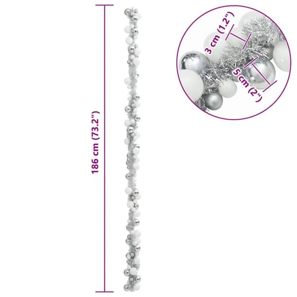 Julkulagirland Vit och Silver 186 cm Polystyren