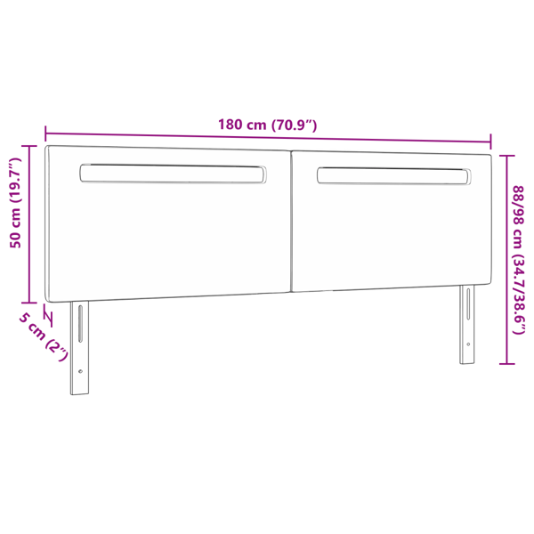 LED huvuddyna Grå 180 cm Konstläder