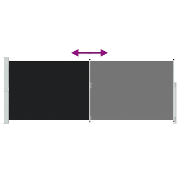 Infällbar sidomarkis 180x500 cm svart