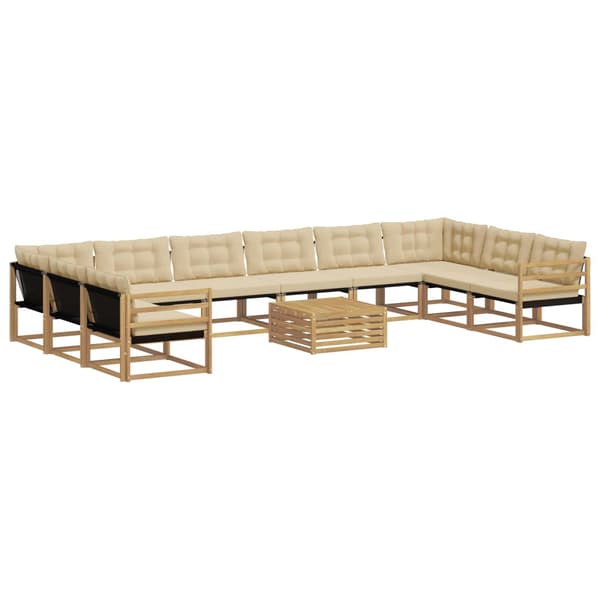 Utomhussoffset med kudde 11 pcs Vit och Beige
